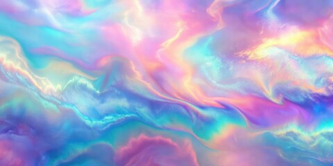 Fototapeta premium Abstract Holographic Background With Shimmering Pastel Colors And Fluid Wavy Texture