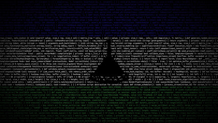 Binary code on flag of Lesotho. Program source code or Hacker concept on Lesothan flag. Lesotho...
