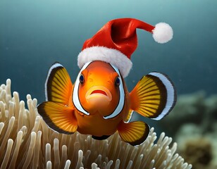 Clownfisch mit Nikolausmütze