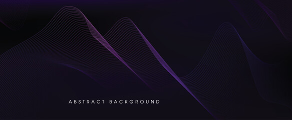 Purple background with flowing wave lines. Futuristic abstract technology concept. Vector illustration