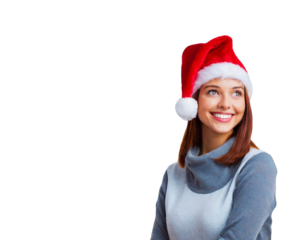 Frau mit Nikolausmütze