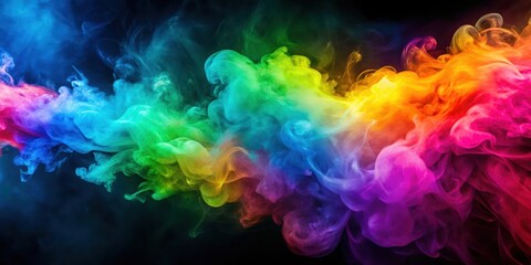 Obraz premium Abstract Swirls of Colorful Smoke on Black Background