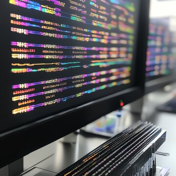 Close-up of computer monitor displaying code.