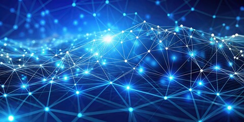Abstract digital network with glowing nodes and lines, representing the interconnected nature of technology and data flow