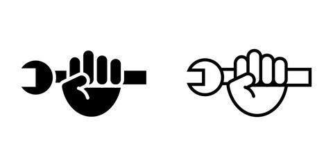 Wrench in hand icon on white background