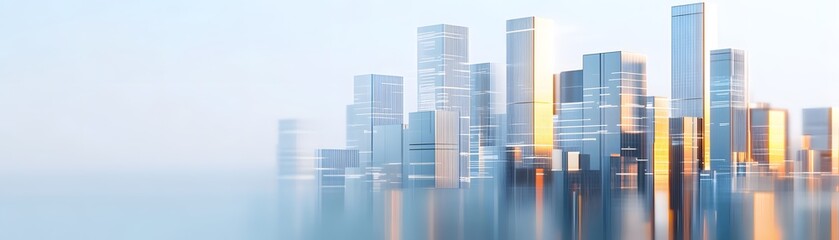 Futuristic 3D Cityscape with Tall Structures
