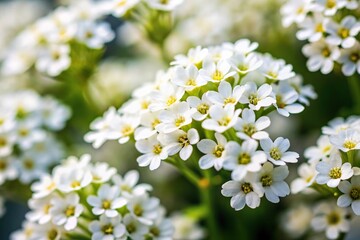 Small white flowers in bloom at eye level