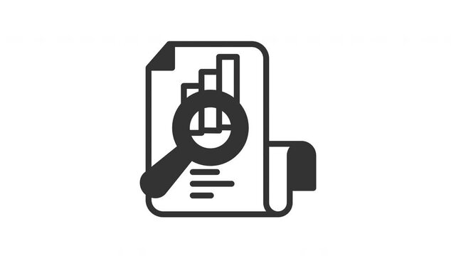 Animated magnifying glass on document suitable for investigation concepts in business, finance, education, research, detective work, and analyzing text