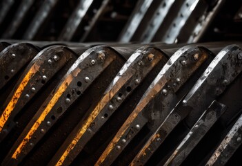 intricate close industrial steel surfaces capturing dynamic reflections textures variety captivating angles patterns, artificial, design, glossy, metal