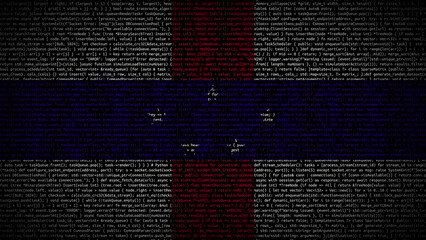 Binary code on flag of Netherlands Antilles. Program source code or Hacker concept on Netherlands...