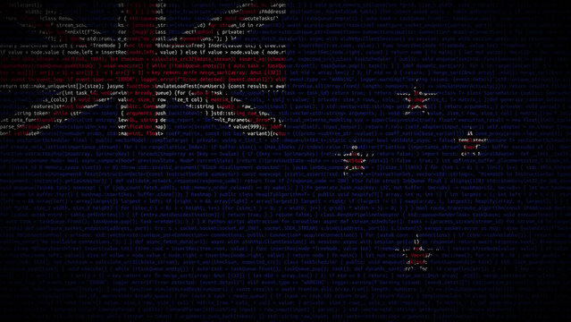 Binary code on flag of New Zealand. Program source code or Hacker concept on New Zealand flag. New Zealand digital technology security, hacking or programming