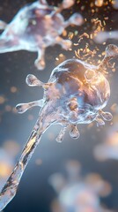 Abstract neuron cell with glowing nucleus