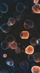 Microscopic view of dividing cells on a high-tech digital microscope screen