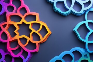 Colorful Geometric Cutout Pattern on Dark Background