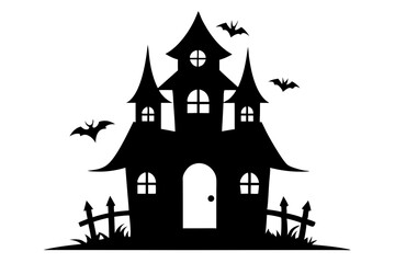 Halloween house | vector silhouette illustration on white background