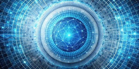 Abstract Digital Network Architecture Interconnected Nodes and Layers of Digital Information Flowing in a Cyberspace Realm