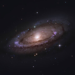 Obraz premium Andromeda Galaxy displayed in the image, showcasing its spiral structure and vibrant star formations.