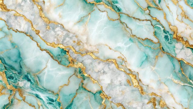 Smooth marble textures with hints of teal and gold background leading lines