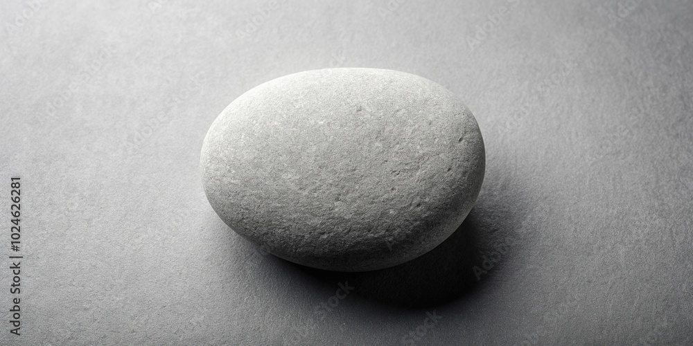 Wall mural smooth round pebble on gray surface, aerial view