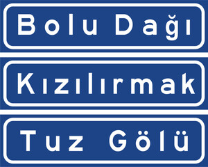 Fototapeta premium Warning Signs, Turkey Highway Standard Traffic Signs (Turkish: Karayollari Standart Trafik Isaret Levhalari, Tehlike Uyari Isaretleri, Kaplama Ustu Yon Levhasi) 