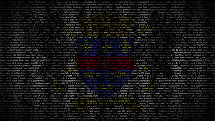 Binary code on flag of Saint Barthelemy. Program source code or Hacker concept on Saint Barthelemy...