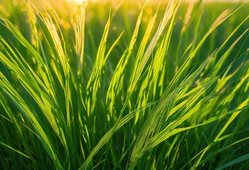 Obraz premium close exploration vibrant green grass textures highlighting natural patterns details lush greenery, nature, leaf, closeup, plant, macro, outdoor, lawn