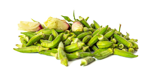 Small size Edirne region okra on a white background