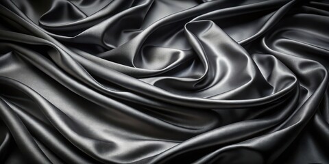 The Soft Drape of Smooth, Shiny Fabric in a Dark Shade of Grey