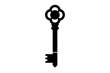 Old key icon | vector silhouette illustration on white background