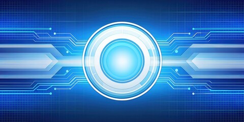 Obraz premium Abstract futuristic background with glowing blue and white circuit board elements and a central circular hub