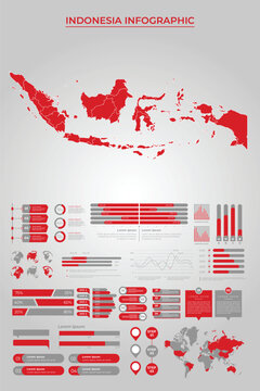 INDONESIA Map Template with Business Infographic Elements
