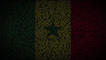 Binary code on flag of Senegal. Program source code or Hacker concept on Senegalese flag. Senegal...