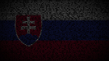 Binary code on flag of Slovakia. Program source code or Hacker concept on Slovak flag. Slovakia...
