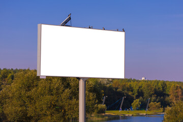 Background for design, white billboards on city streets and along roads
