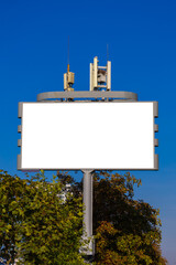 Background for design, white billboards on city streets and along roads