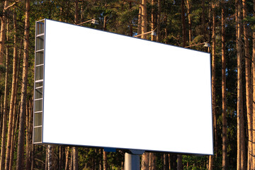 Background for design, white billboards on city streets and along roads