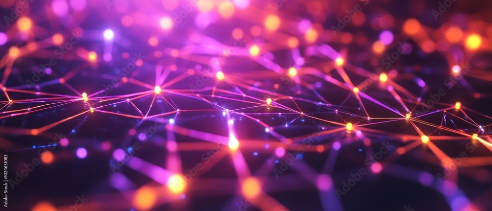 Poster abstract digital network background with glowing dots and lines connections
