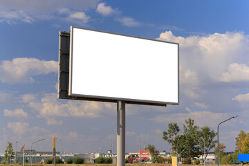 Fototapeta premium Background for design. Advertising billboard along the road in the city on a sunny day