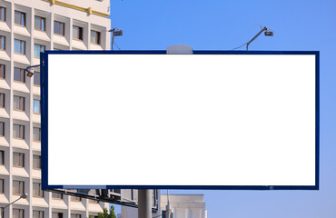 Background for design, white billboards on city streets and along roads