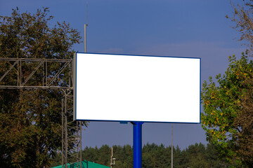 Background for design, white billboards on city streets and along roads