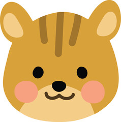 Simple and cute flat colored Squirrel front face