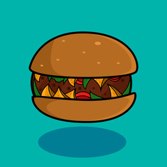 an American burger-eating themed vector design