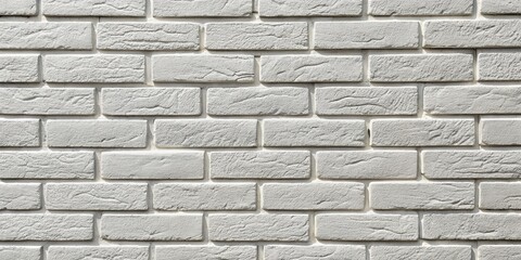 Fototapeta premium A close-up view of a white brick wall with a subtle texture, showcasing the consistent pattern of the bricks and the natural variations in their surfaces.