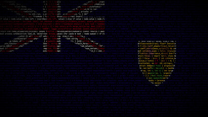 Binary code on flag of Turks and Caicos Islands. Program source code or Hacker concept on Turks and...