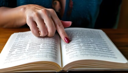 Fototapeta premium Person reading a book in Braille