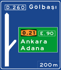 Warning Signs, Turkey Highway Standard Traffic Signs (Turkish: Karayollari Standart Trafik Isaret Levhalari, Tehlike Uyari Isaretleri, Kaplama Ustu Yon Levhasi) 