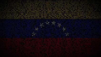 Binary code on flag of Venezuela. Program source code or Hacker concept on Venezuelan flag. Venezuela digital technology security, hacking or programming © Myvector