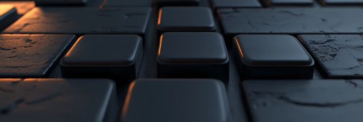 Obraz premium Abstract 3D Background with Black Rough Surface Squares, Modern Minimalist Design, 3D Render