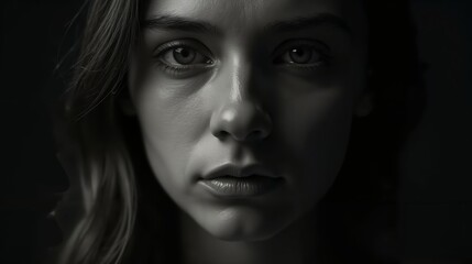 Conceptual Mental Health Image of a Split Face with One Side in Shadow and the Other Illuminated