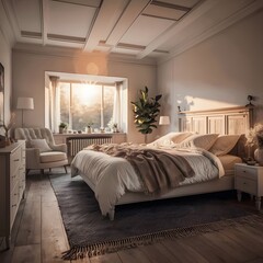 Fototapeta premium Cozy and modern bedroom